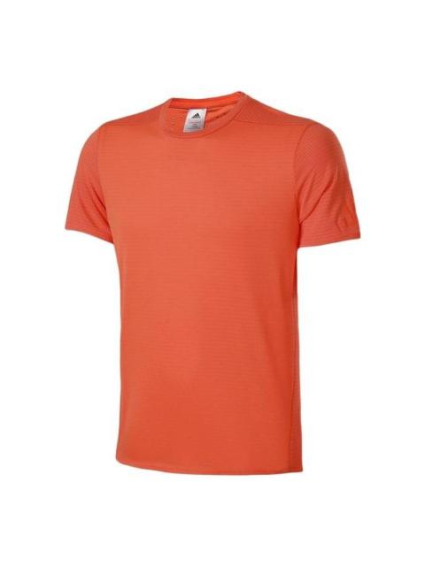 Men's adidas Solid Color Quick Dry Athleisure Casual Sports Short Sleeve Orange T-Shirt CW4057