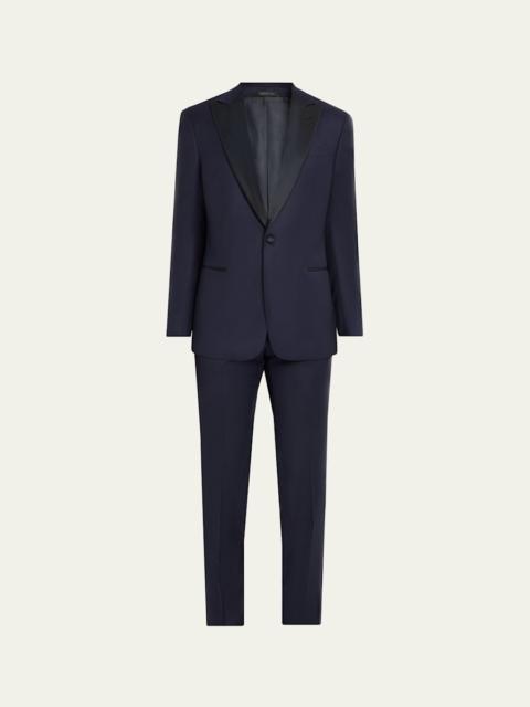 GIORGIO ARMANI Men's Soft Woven Satin-Trim Single-Breasted Suit