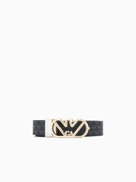 EMPORIO ARMANI All-over eagle two-toned reversible belt with eagle buckle