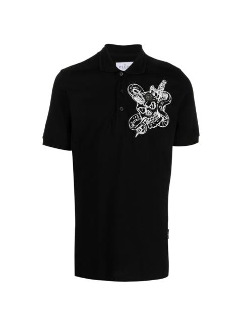 PHILIPP PLEIN snake-print cotton polo shirt