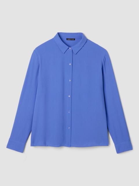 EILEEN FISHER Silk Georgette Crepe Classic Collar Shirt