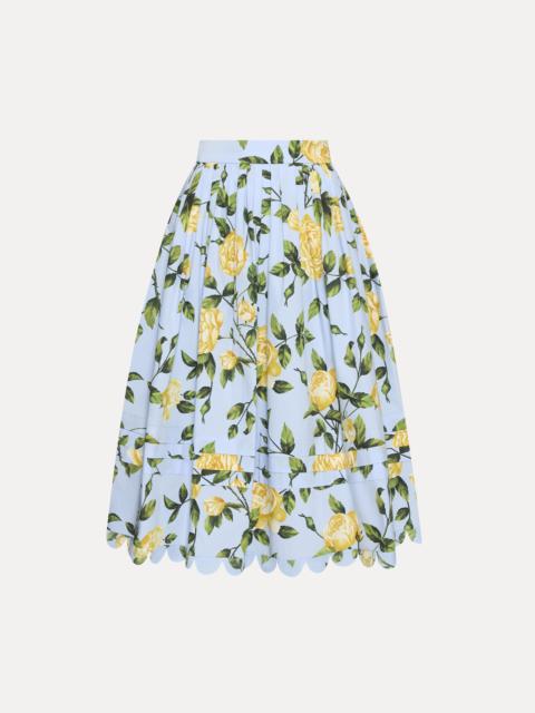Oscar de la Renta ENGLISH ROSE COTTON POPLIN SKIRT