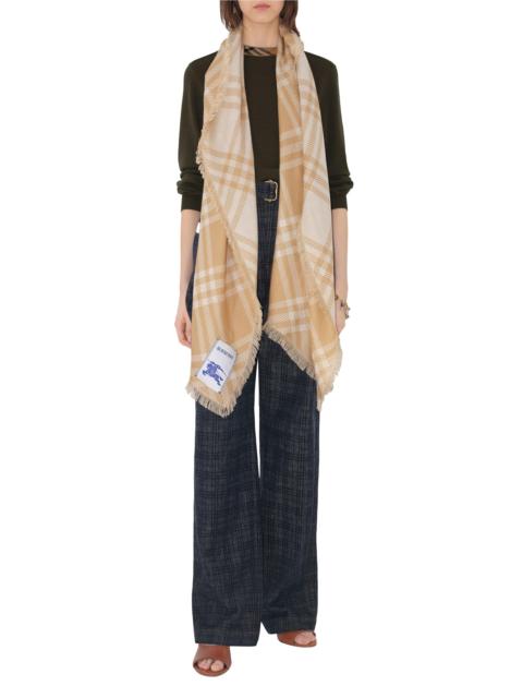 Burberry Women's Wide Check Wool Scarf - Sand Ecru