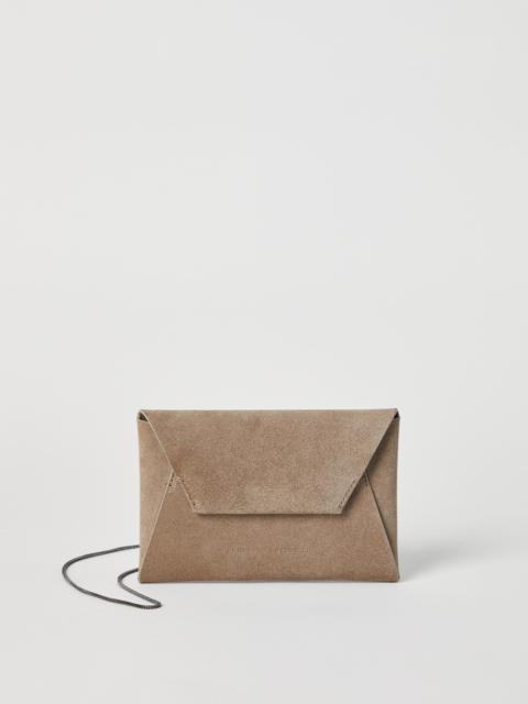 Suede envelope bag with precious chain