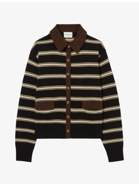 Claudie Pierlot Relaxed-Fit Striped Wool-Blend Cardigan