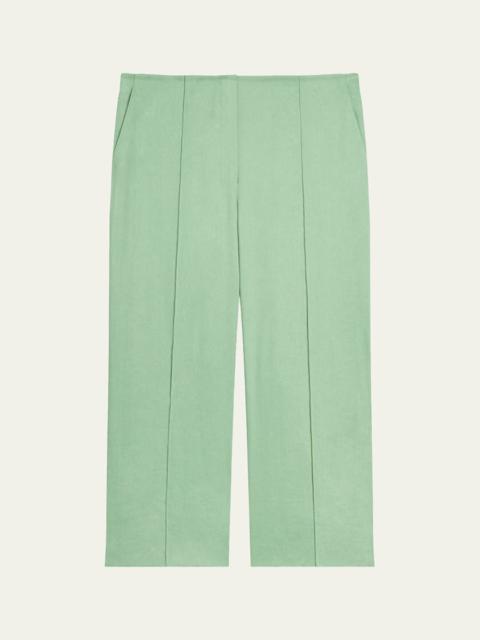 Theory Slit-Cuff Linen-Blend Capri Pants