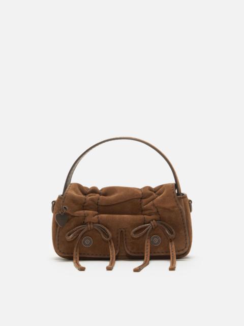 Acne Studios Multipocket suede micro bag - Cognac brown