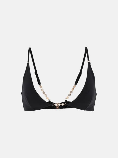 Stella McCartney Pearl Embellishment Triangle Bikini Top