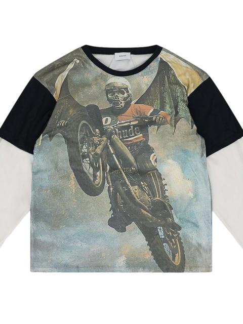 Rhude Skeleton Leap of Death Long-Sleeve Tee "Black / Multicolor" RHPF23TT09012691 KHB