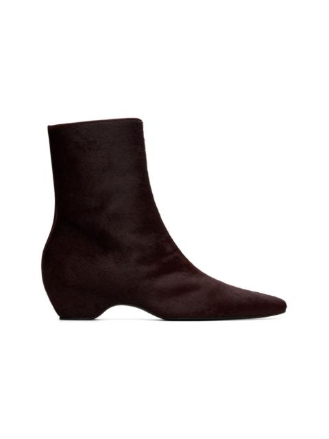 KHAITE Burgundy Sybil Ankle Boots