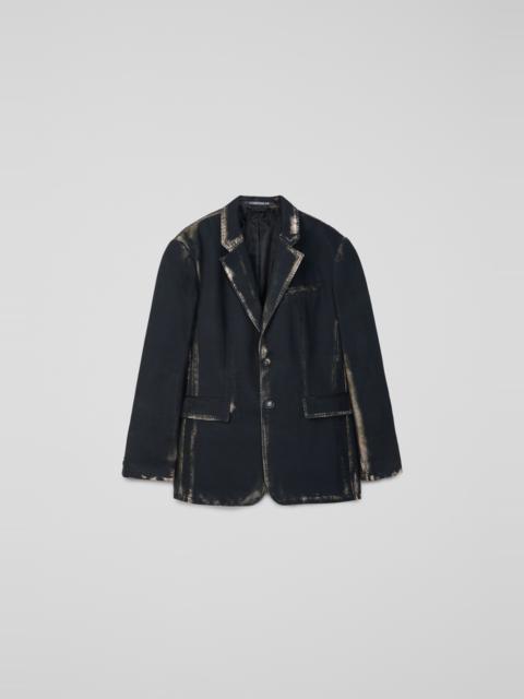 CAMPERLAB DISTORTED PRINT DENIM CAR COAT