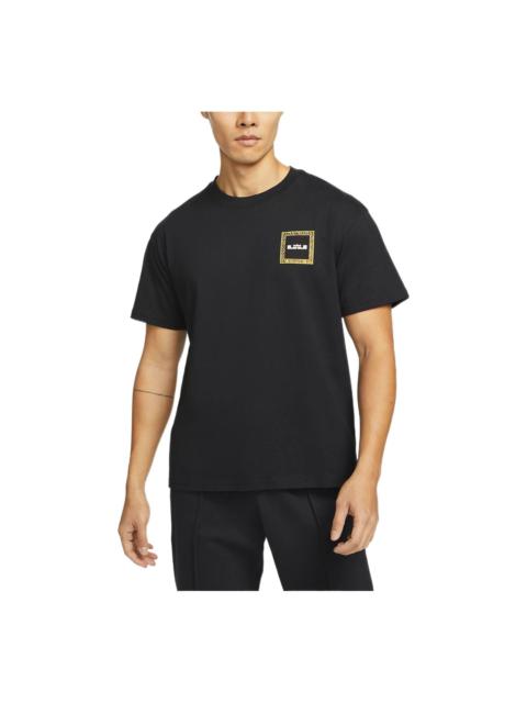 Nike Nike Back Stripe Pattern Printing Basketball Round Neck Casual Short Sleeve Black DQ1882-010
