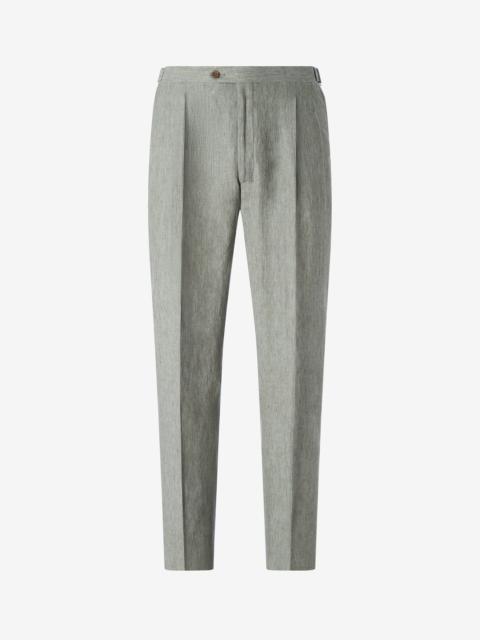 CORNELIANI Sage green 2-dart chambray linen trousers