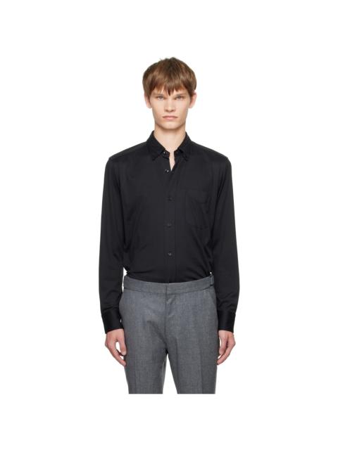 TOM FORD Black Silk Cotton Blend Button Down Shirt