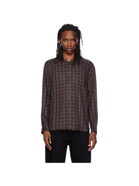SOLID HOMME Brown Cupro Check Shirt