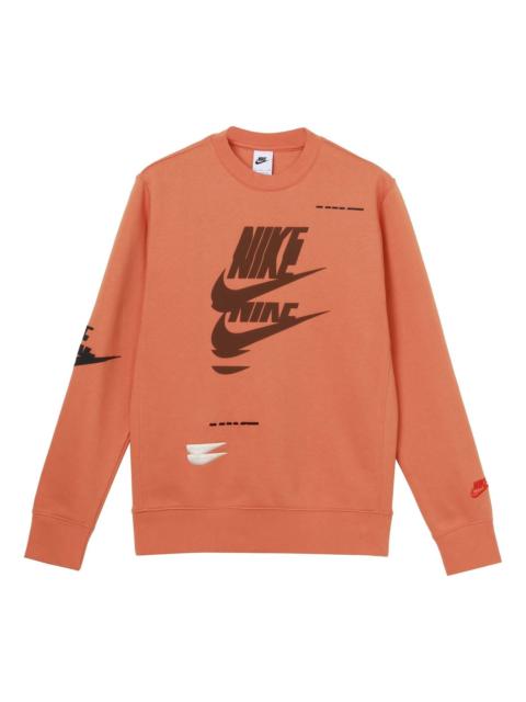Nike Nike Sportswear Sport Logo Printing Fleece Round Neck Pullover 'Orange' DM6876-808