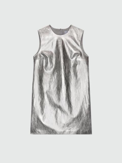 MSGM Metallic silver faux leather mini dress.