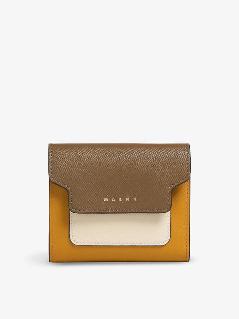 Logo-print zip-up leather wallet
