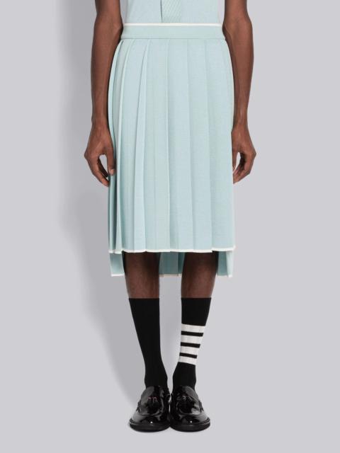 Birdseye Jacquard Stripe Below The Knee Pleated Skirt
