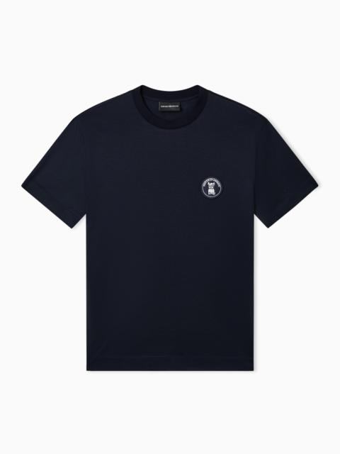 EMPORIO ARMANI LYOCELL-BLEND JERSEY T-SHIRT WITH FRENCH BULLDOG PATCH