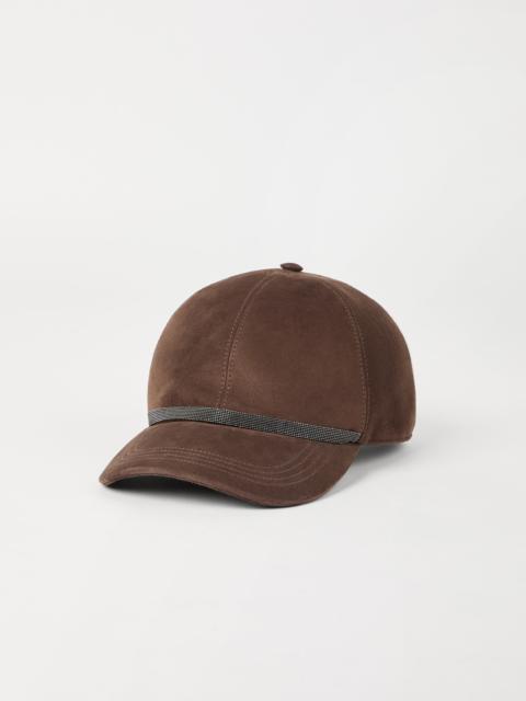 Brunello Cucinelli Suede baseball cap with shiny band