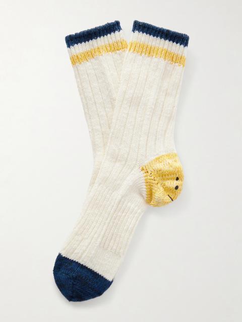 Kapital Ivy Rainbowy Happy Heel Cotton and Hemp-Blend Socks