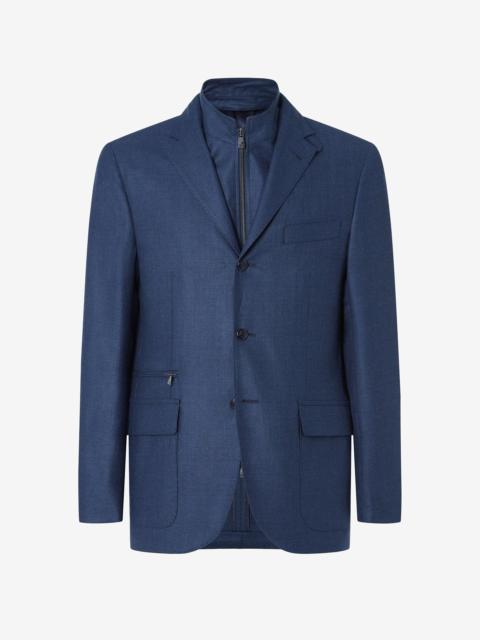 CORNELIANI Blue silk and wool jacket with inner vest