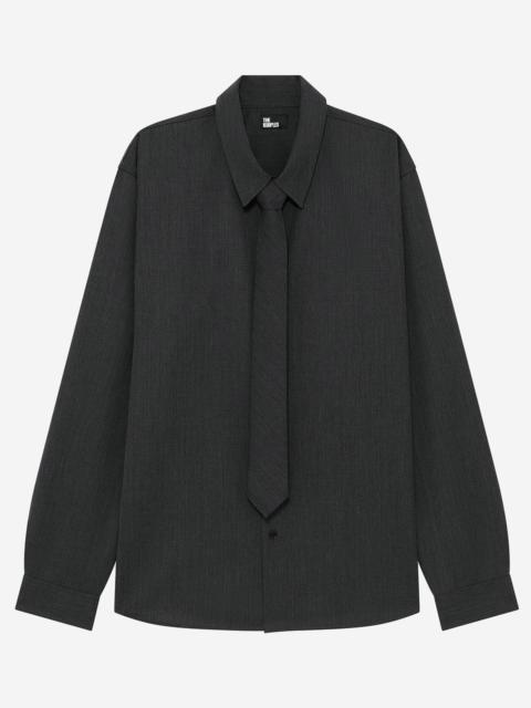 The Kooples DARK GRAY WOOL BLEND SHIRT WITH TIE