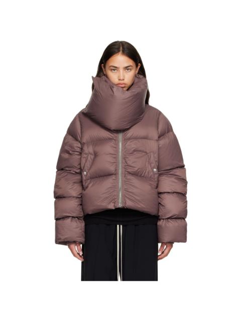 Rick Owens Burgundy Tower Funnel Neck Down Jacket