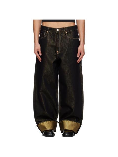 KENZO Black Turn Up Wide Fit Jeans