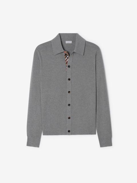 Burberry Check Trim Wool Cardigan