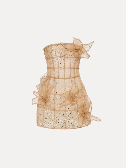 Oscar de la Renta CRYSTAL GRID ORCHID COCKTAIL DRESS