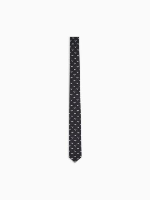 EMPORIO ARMANI PURE SILK TIE WITH ALL-OVER JACQUARD MICRO-EAGLE