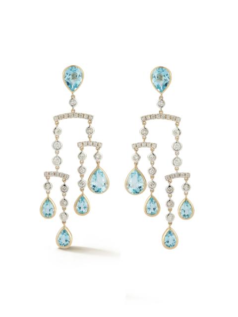 MATEO Mobile 14K Yellow Gold Topaz, Diamond Earrings blue