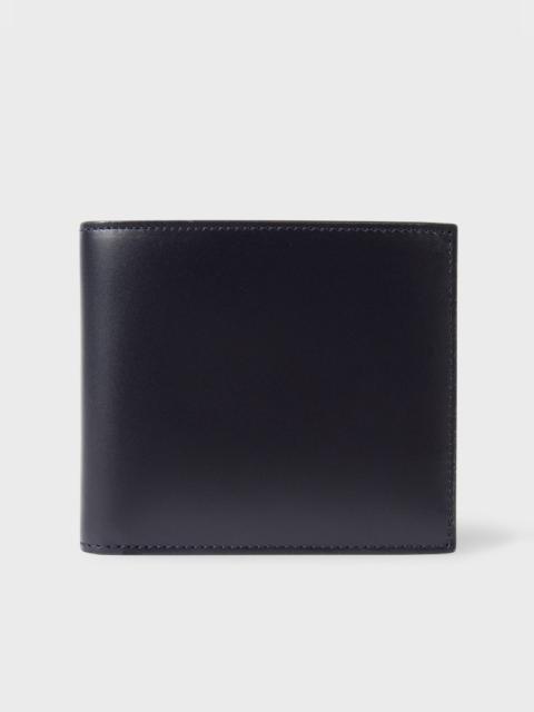 Navy Leather Monogrammed Billfold Wallet