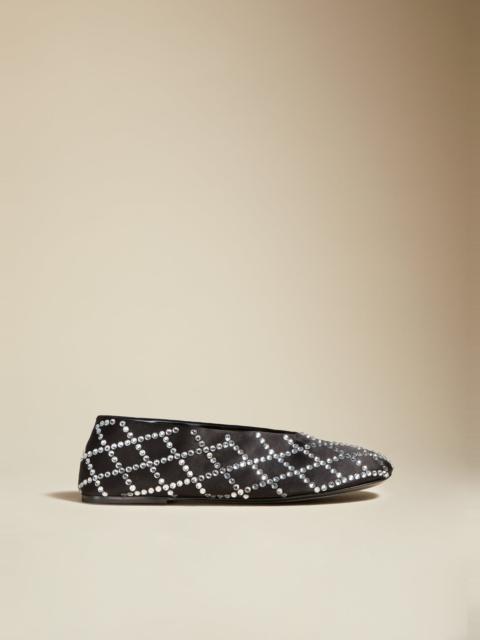 KHAITE The Marcy Flat in Black with Lozenge Crystals
