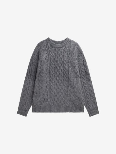 The Frankie Shop Janesen Oversized Cable Knit Sweater - Grey Melange