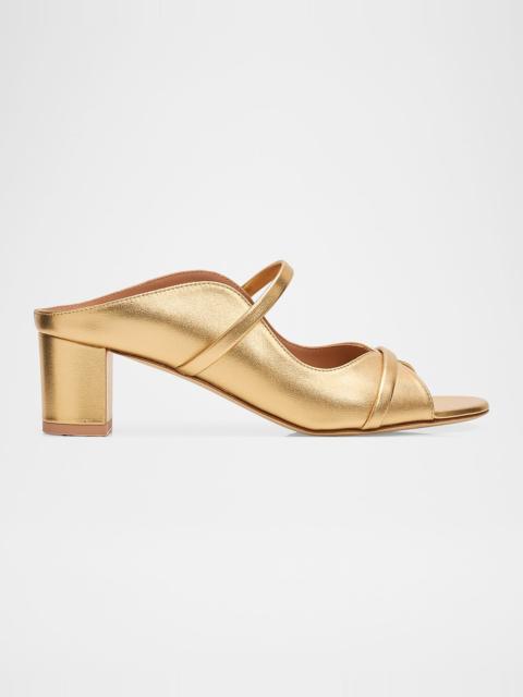 MALONE SOULIERS 45mm Norah Metallic Leather Mule Sandals