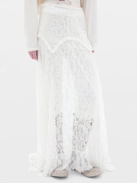 Ann Demeulemeester Helina X-Long Flared Panel Skirt with Lace Details