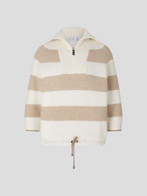 BOGNER Dora half-zippered knit sweater in Off-white/Beige