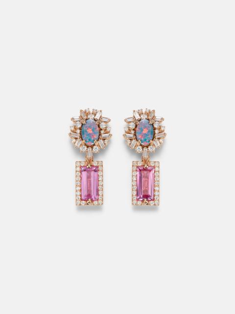 SUZANNE KALAN 18kt rose gold drop earrings with gemstones