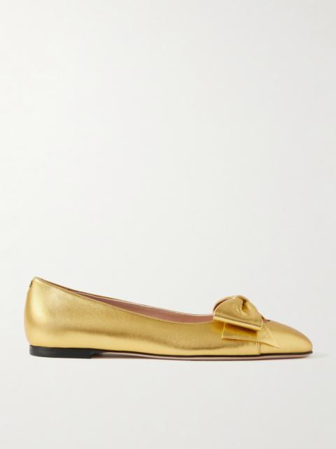 Valentino Bowow Metallic Leather Ballet Flats