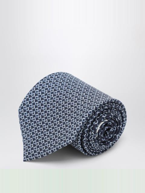FERRAGAMO Navy blue Gancini Square silk tie