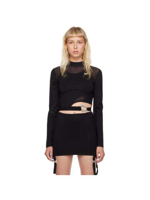 HELIOT EMIL™ Black Paneled Long Sleeve T-Shirt