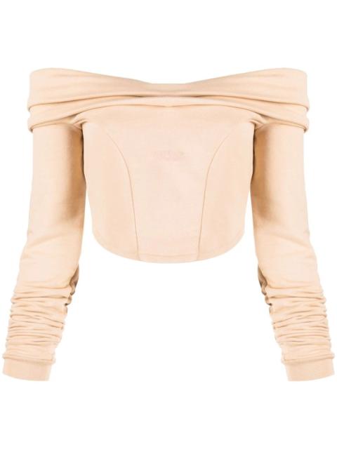 Couture logo-print off-shoulder sweatshirt