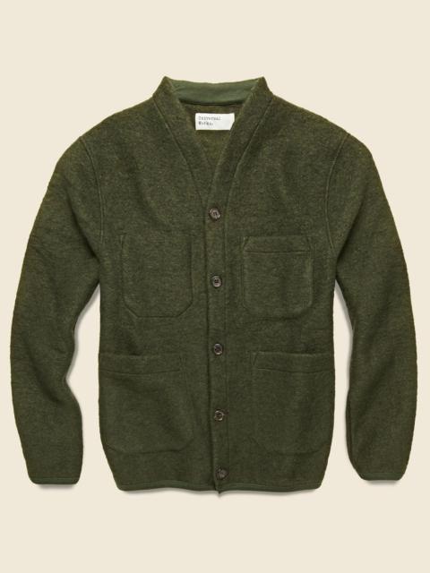 Universal Works Wool Fleece Cardigan - Olive