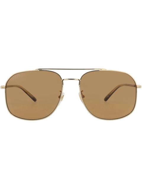 GUCCI Gucci Aviator-Frame Metal Sunglasses GOLD HAVANA BROWN (GG1351S-30013912-005)