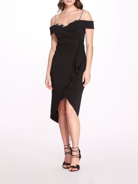 Marchesa OFF SHOULDER DRAPED DRESS