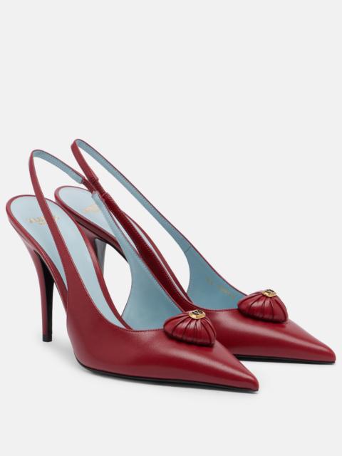 Valentino Cœur Royal leather slingback pumps