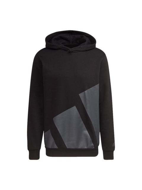 adidas Men's adidas Large Logo Hood Casual Sports Pullover Black HI1180